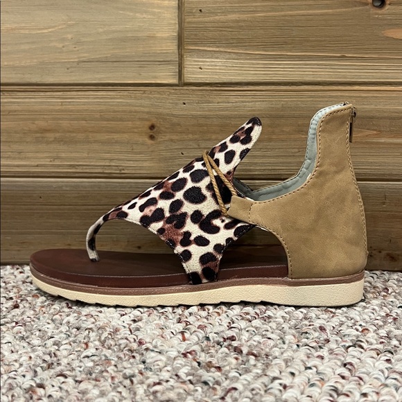 Leopard Print Rear Zip Sandals - Picture 5 of 10